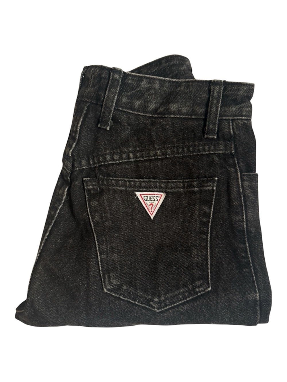 VINTAGE 90s GUESS 39005 Charcoal Wash Exposed Button Fly Mom Jeans Style 39005